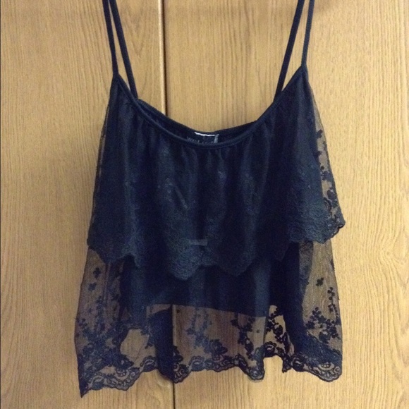 Black Lace Crop Top💣