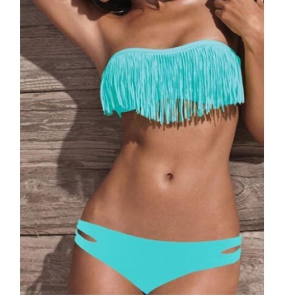 Orange sexy fringe Brazilian bikini set - Picture 4 of 4