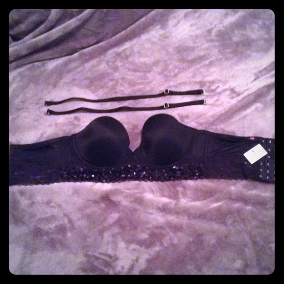Pink by victoria secret, multiway black sequin 34C