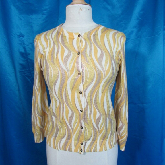 J Crew Sparkly Gold & Bronze Cardigan Sweater - Picture 1 of 4