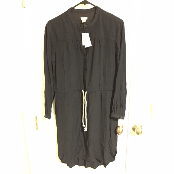 J. Crew Navy Shirtdress with waist tie - Picture 3 of 4