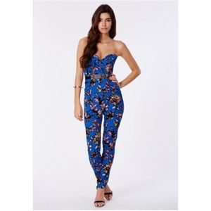 Missguided Floral Bandeau Jumpsuit