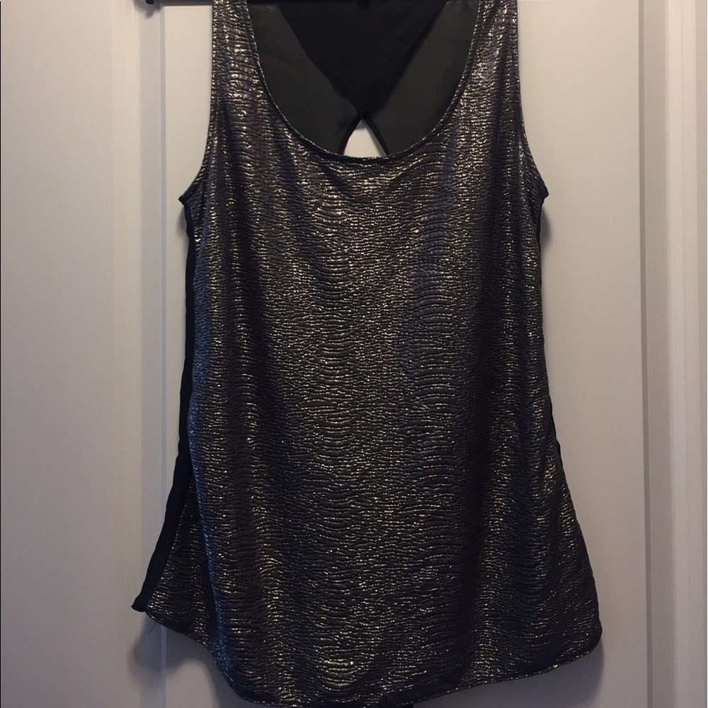 Shiny silver tank- sheer back! - Picture 1 of 6