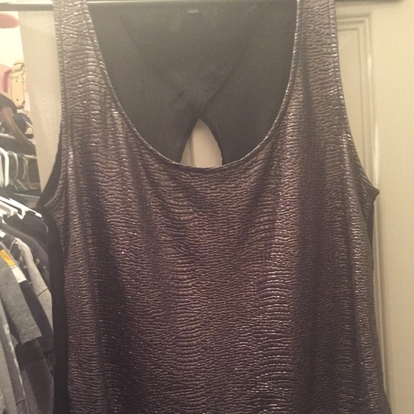 Shiny silver tank- sheer back! - Picture 6 of 6