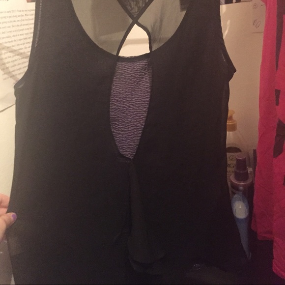 Shiny silver tank- sheer back! - Picture 3 of 6