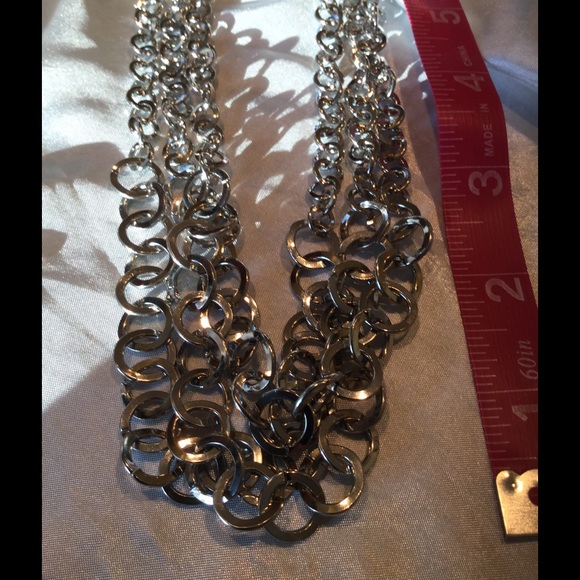 Silver 3-Tiered Chain Necklace - Picture 2 of 4