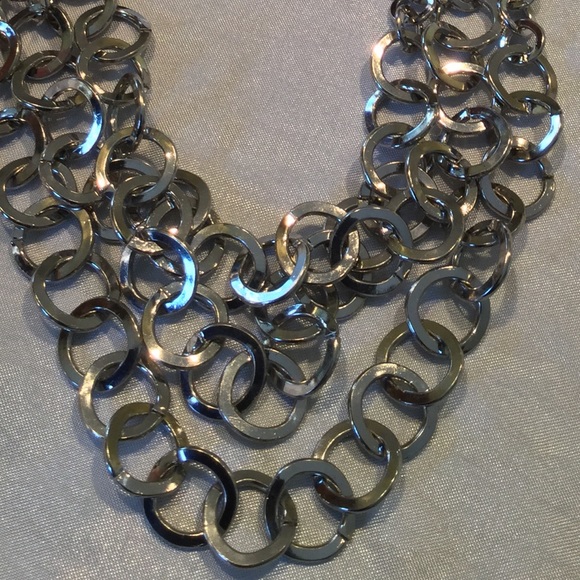 Silver 3-Tiered Chain Necklace - Picture 3 of 4