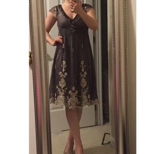 Anthropologie grey and lace dress