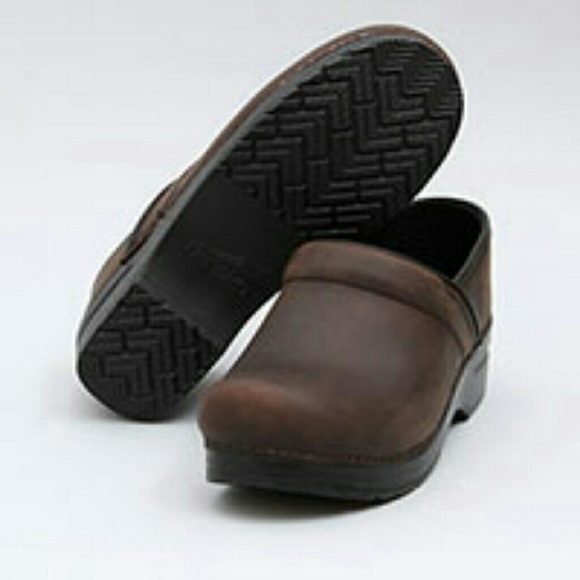 Brown Dansko oiled suede clogs