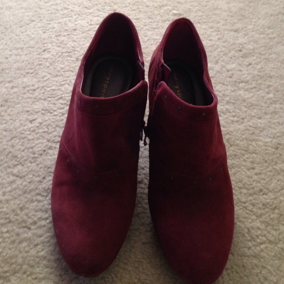 Red suede booties