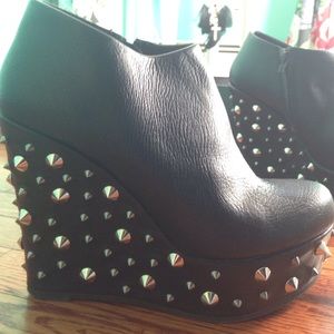 Studded platform booties