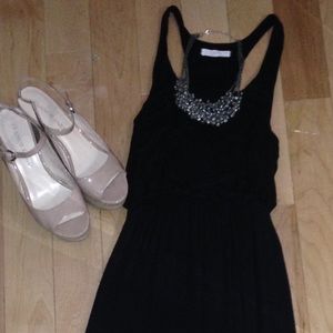 Lush Black Racer-back Jersey Maxi Dress Small