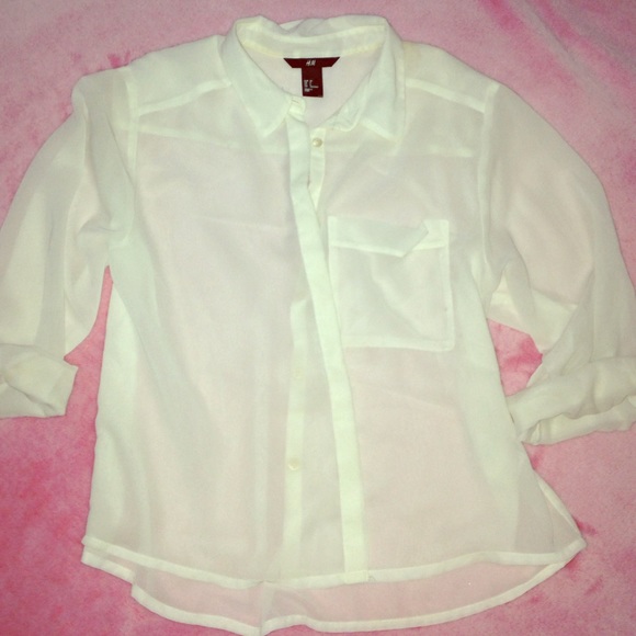 See through white button up