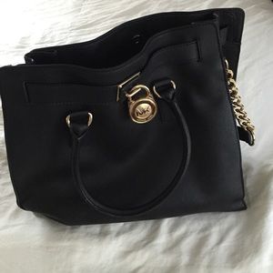 Michael Kors Black Leather Hamilton Tote
