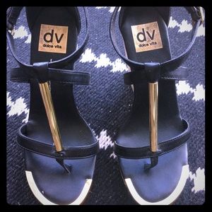 Dolce Vita black cork wedges