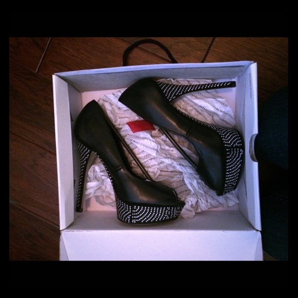 Black and silver studded heels