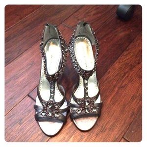 Gunmetal sequined heels