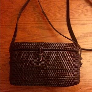 Black Wicker Crossbody Bag