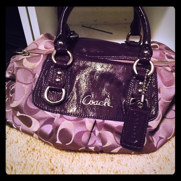 Coach purple purse with matching wallet