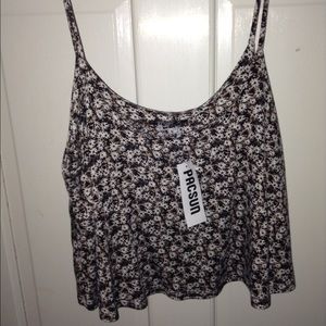 PACSUN ditsy daisy floral crop tank