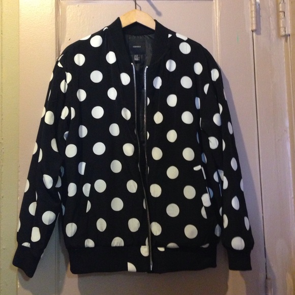 Forever 21 polka dot bomber jacket
