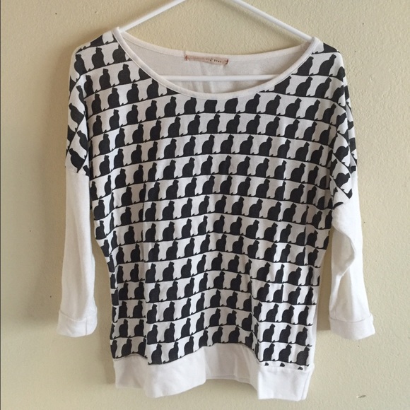 3/4 Sleeve Cat Pattern Shirt
