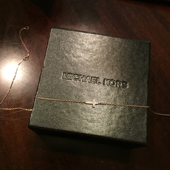 Michael Kors cross necklace rose gold