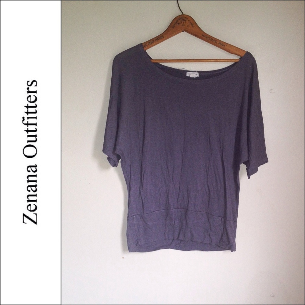 Zenana Outfitters Gray Batwing Wide Neck Blouse