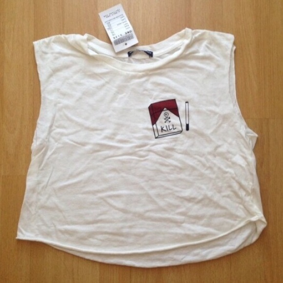 Brandy Melville "Cigarettes Kill" Cropped Top