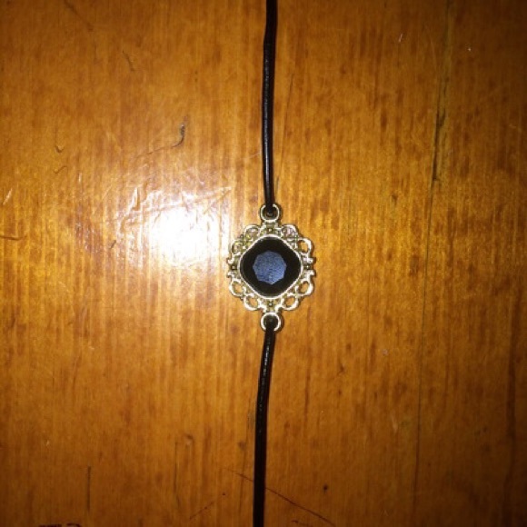 black gem choker on black cord