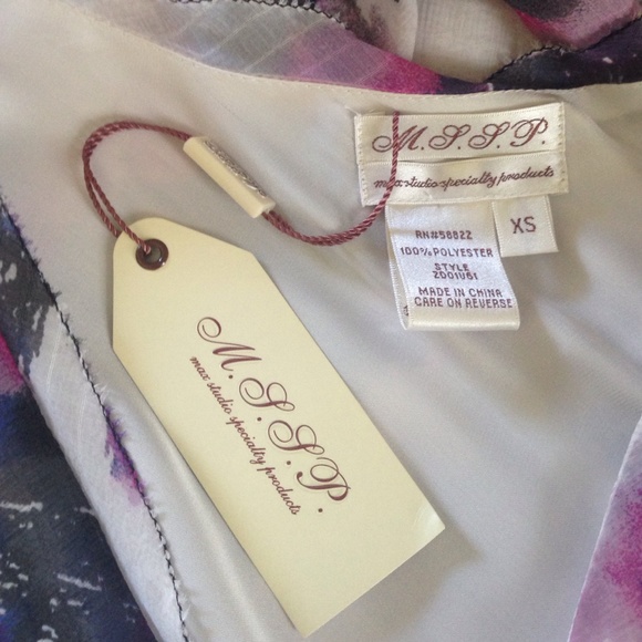 MSSP Max Studio Watercolor Print Dress XS NWT - Picture 2 of 3