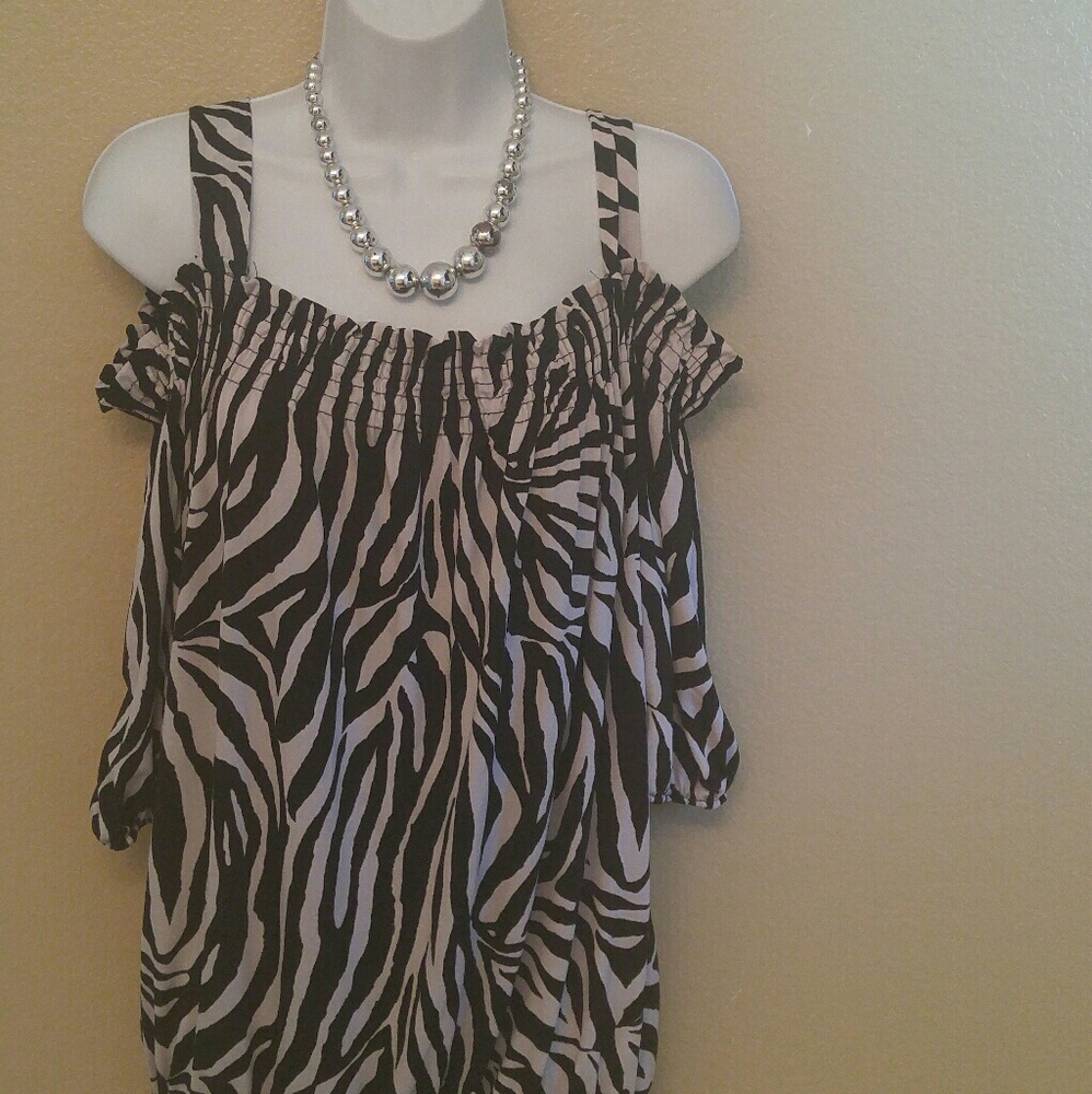 Zebra Pattern short Sleeve Blouse
