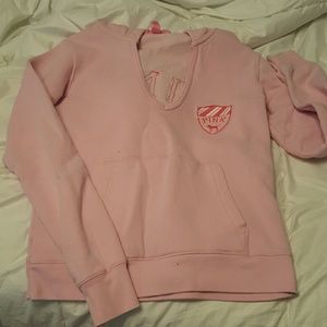 Pink v-neck hoodie
