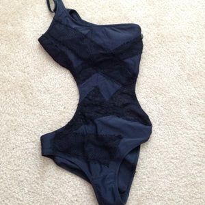 Karmaloop Black Lace and Fishnet Cutout Monokini