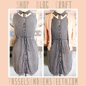 Jessica Simpson Button Down Gray Acid Washed Dress