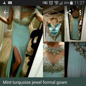 Mint turquoise formal gown