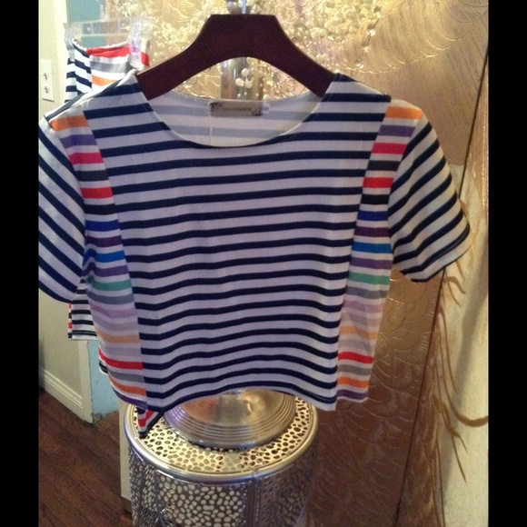 Strips Two Piece Set ! Top& Skirt