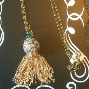 Ball of glam tassel 2 tone necklace