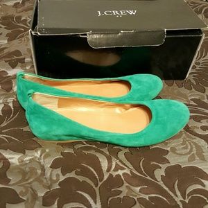 J. Crew Anya Suede Ballet flats in warm jade