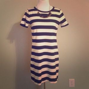 JCrew size S Navy striped sheath dress