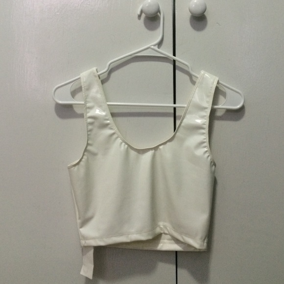 White Vinyl Crop Tank