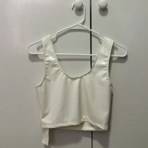 White Vinyl Crop Tank