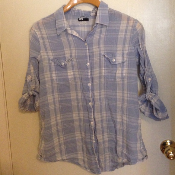 Light blue plaid button up