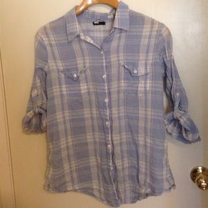 Light blue plaid button up