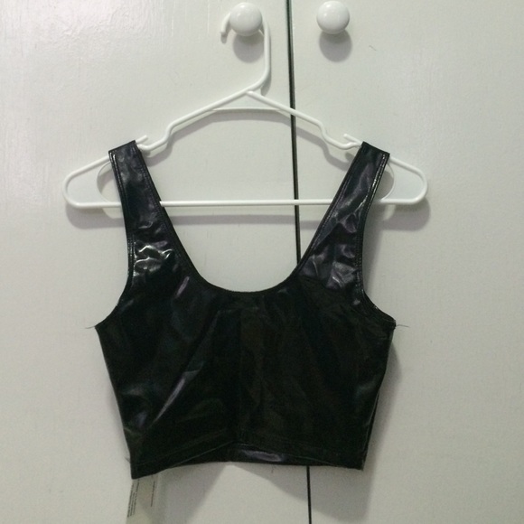 Black Vinyl Crop Top