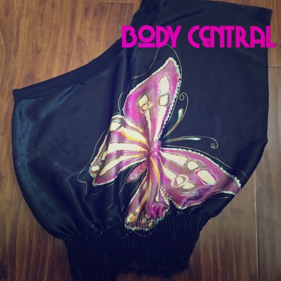 Butterfly graphic one shoulder top - L