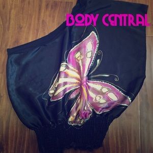 Butterfly graphic one shoulder top - L