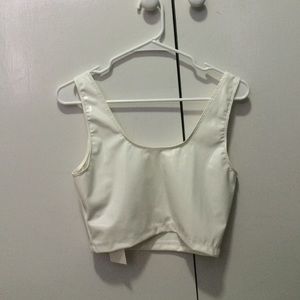 White Vinyl crop tank