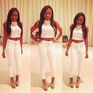 White high waist denim jeans