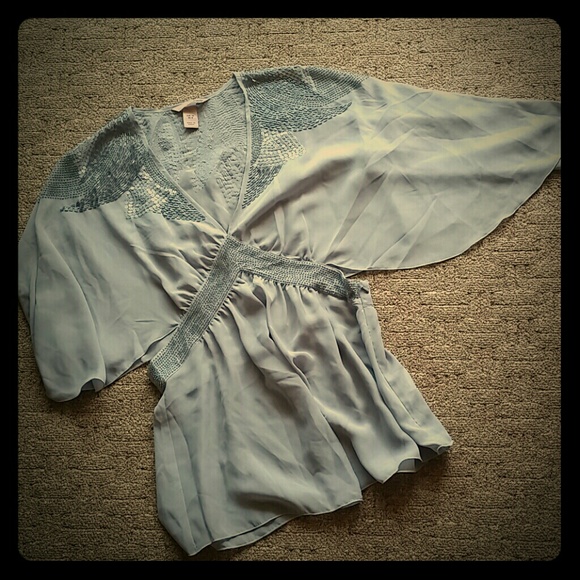 H&M chiffon beaded top sz 8